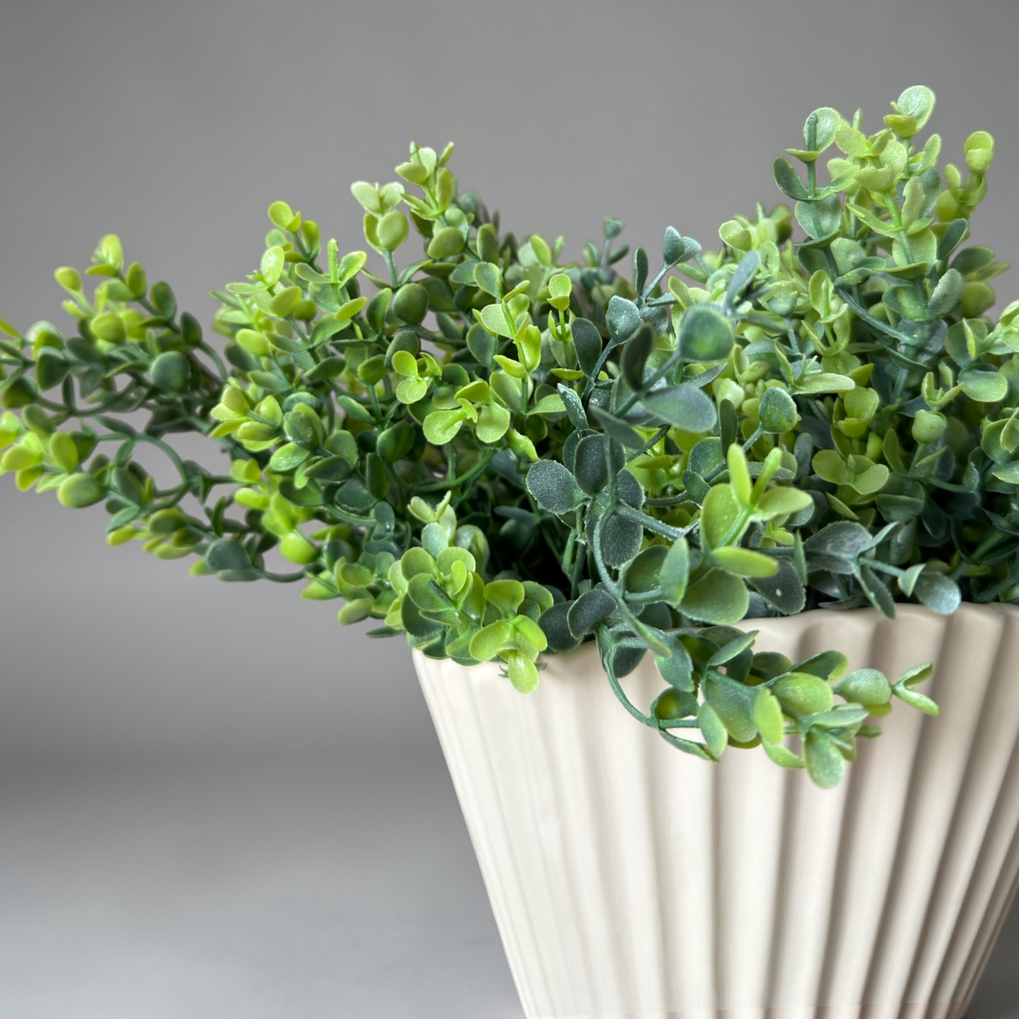 Boxwood Greenery Bouquet luxury silk flower bouquet with realistic boxwood stems in a white ceramic vase for elegant home decor