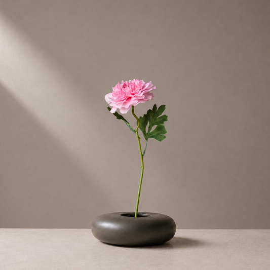 Premium faux pink open ranunculus flower stem for elegant home decor and vase styling