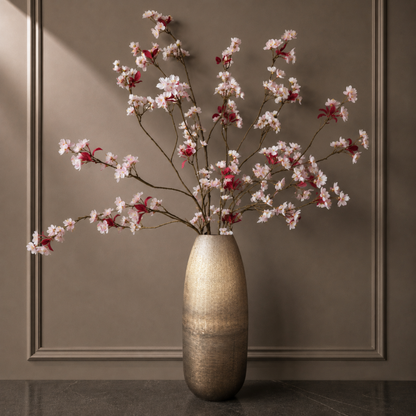 Premium faux peach blossom branch with delicate pink blooms for elegant home decor