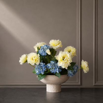 Premium faux blue hydrangea flower stem for elegant home decor and vase styling