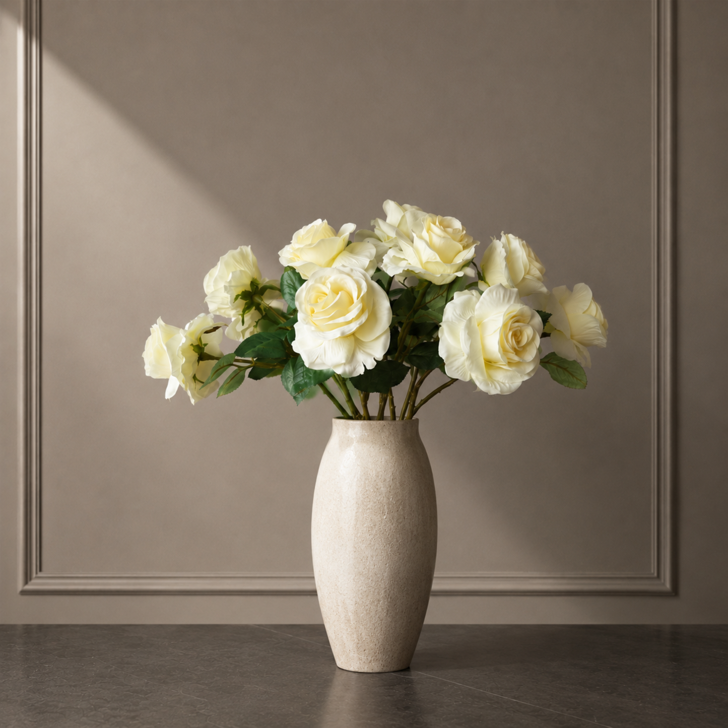Premium faux yellow rose flower stem for elegant home decor and vase styling
