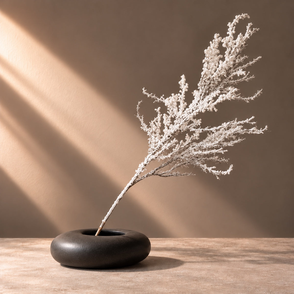Snow branch 63 cm in minimalist black vase